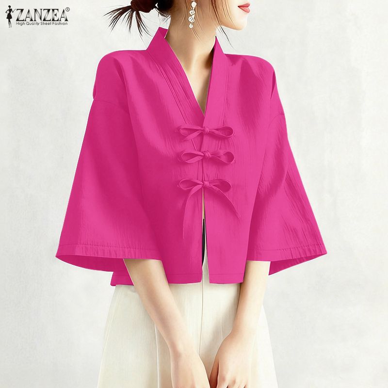 Tie Front Shirt - Camisas Vintage con cuello en V