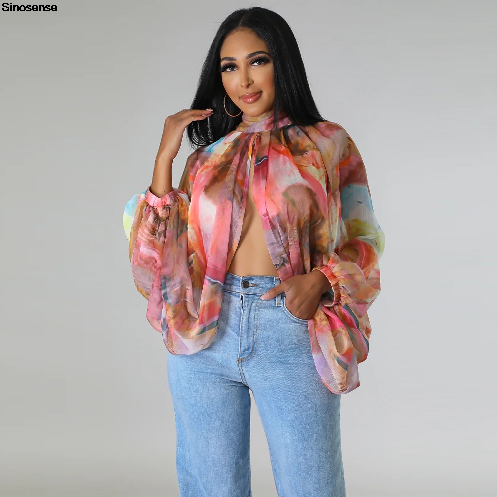 Tie Front Shirt - Blusas de gasa para mujer, camisas