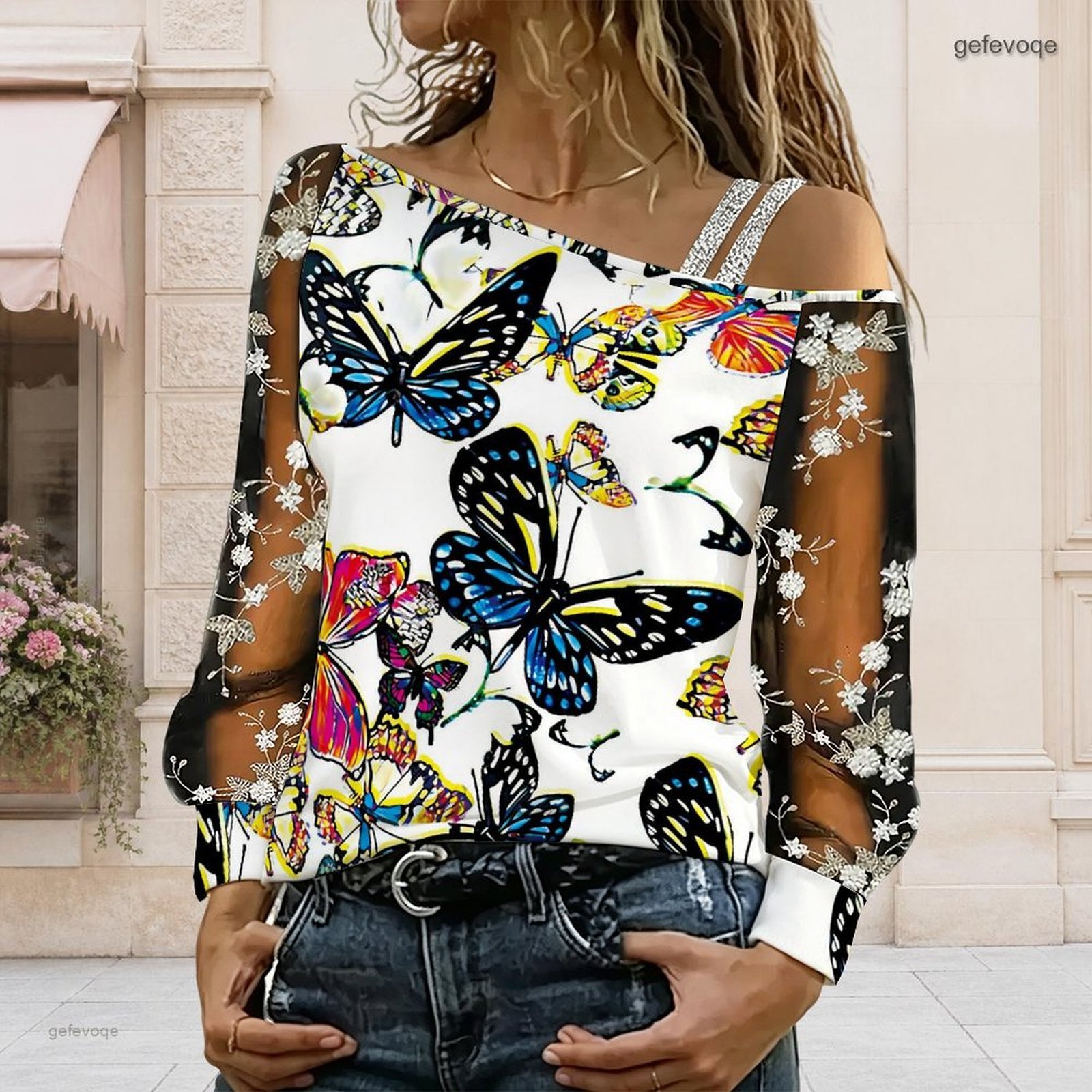 Off Shoulder Blouse - Blusa de Mujer con Hombros Descubiertos,