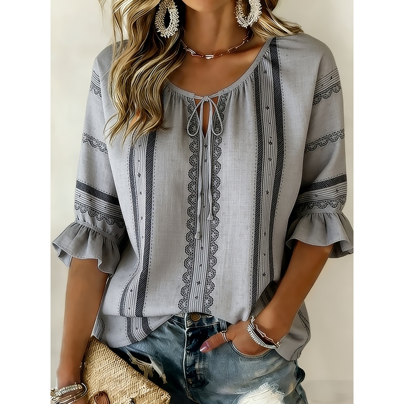Tie Front Shirt - Vestido de verano de talla grande