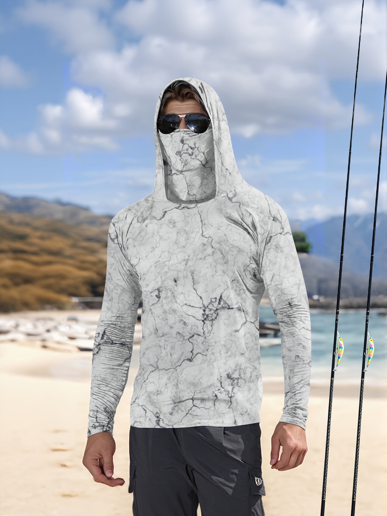 Summer Clothing Long Sleeve - Camisa de pesca con capucha para