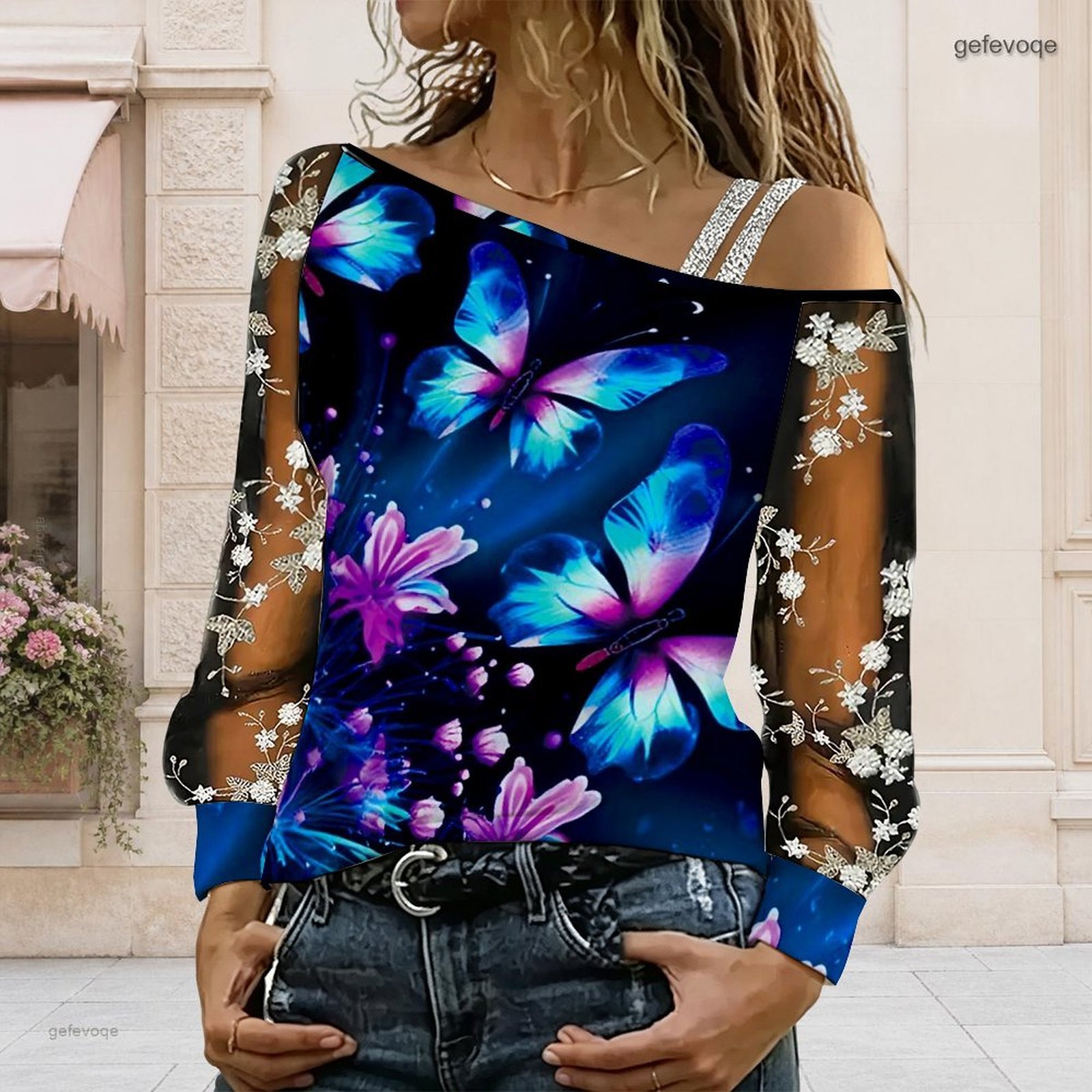 Off Shoulder Blouse - Blusa de Mujer con Hombros Descubiertos,