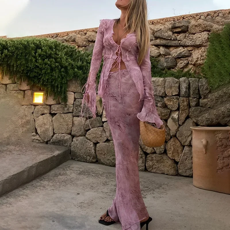 Tie Front Shirt - Conjunto de 2 piezas Y2K Fairy