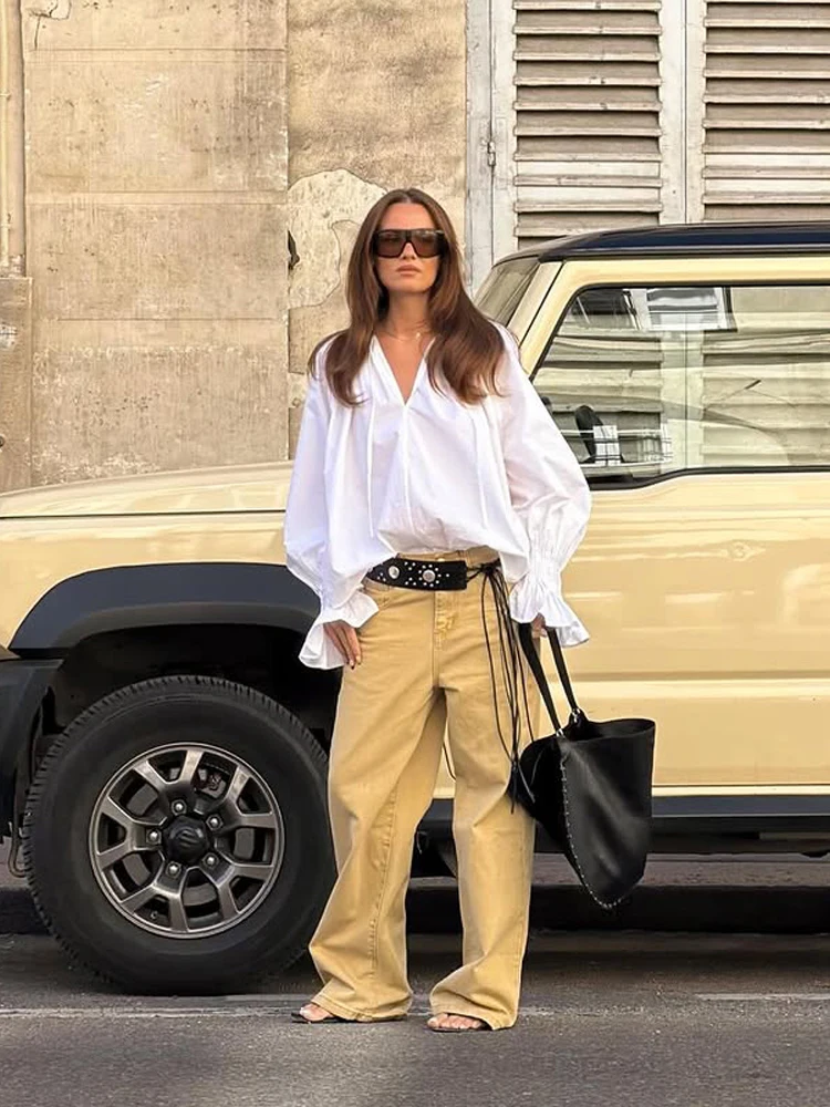 Blusa de mujer blanca con cuel - Tie Front Shirt reseña y precio