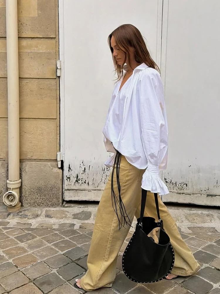 Blusa de mujer blanca con cuel - Tie Front Shirt reseña y precio