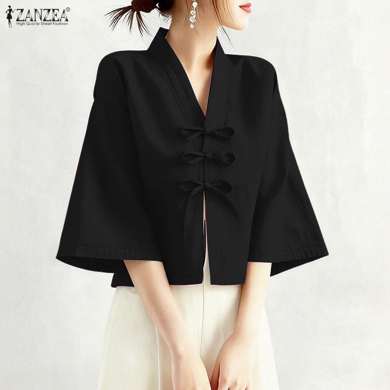 Camisas Vintage con cuello en  - Tie Front Shirt reseña y precio