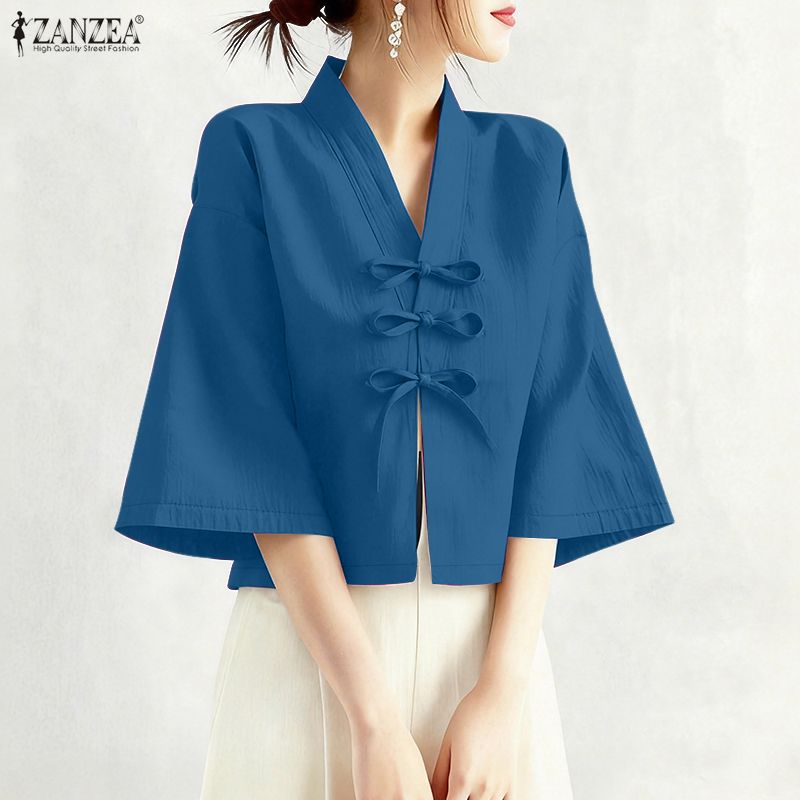 Camisas Vintage con cuello en  - Tie Front Shirt reseña y precio