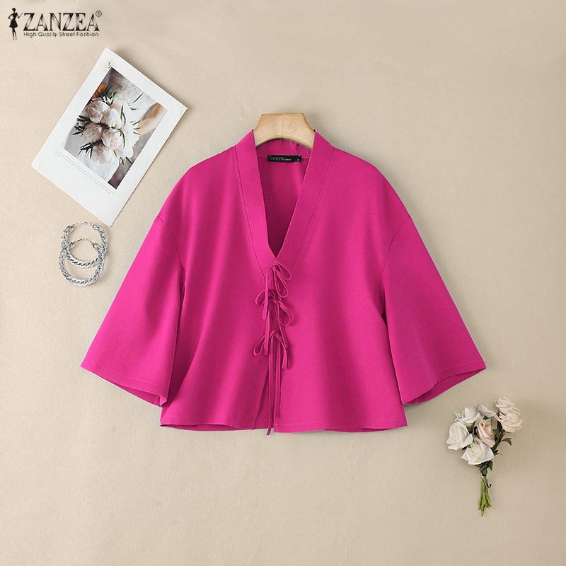 Camisas Vintage con cuello en  - Tie Front Shirt reseña y precio