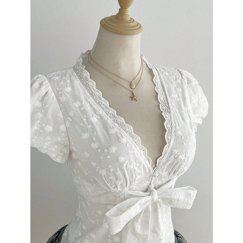 Blusa Benuynffy blanca con cue - Tie Front Shirt reseña y precio