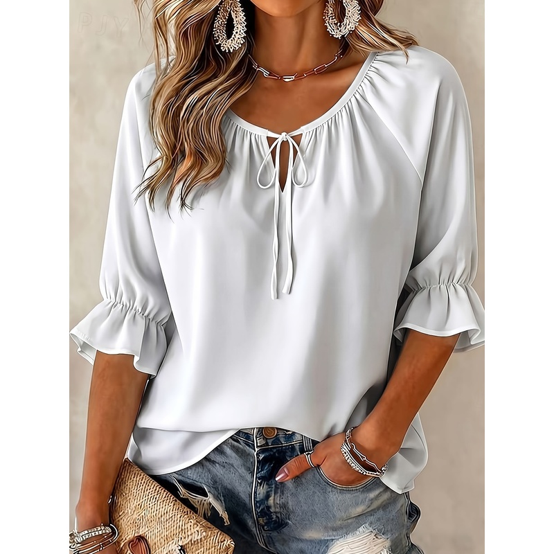 Vestido de verano de talla gra - Tie Front Shirt reseña y precio