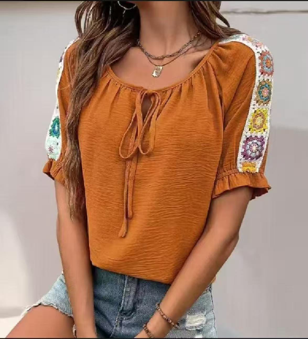 Blusa Boho para Mujer con Cuel - Tie Front Shirt reseña y precio
