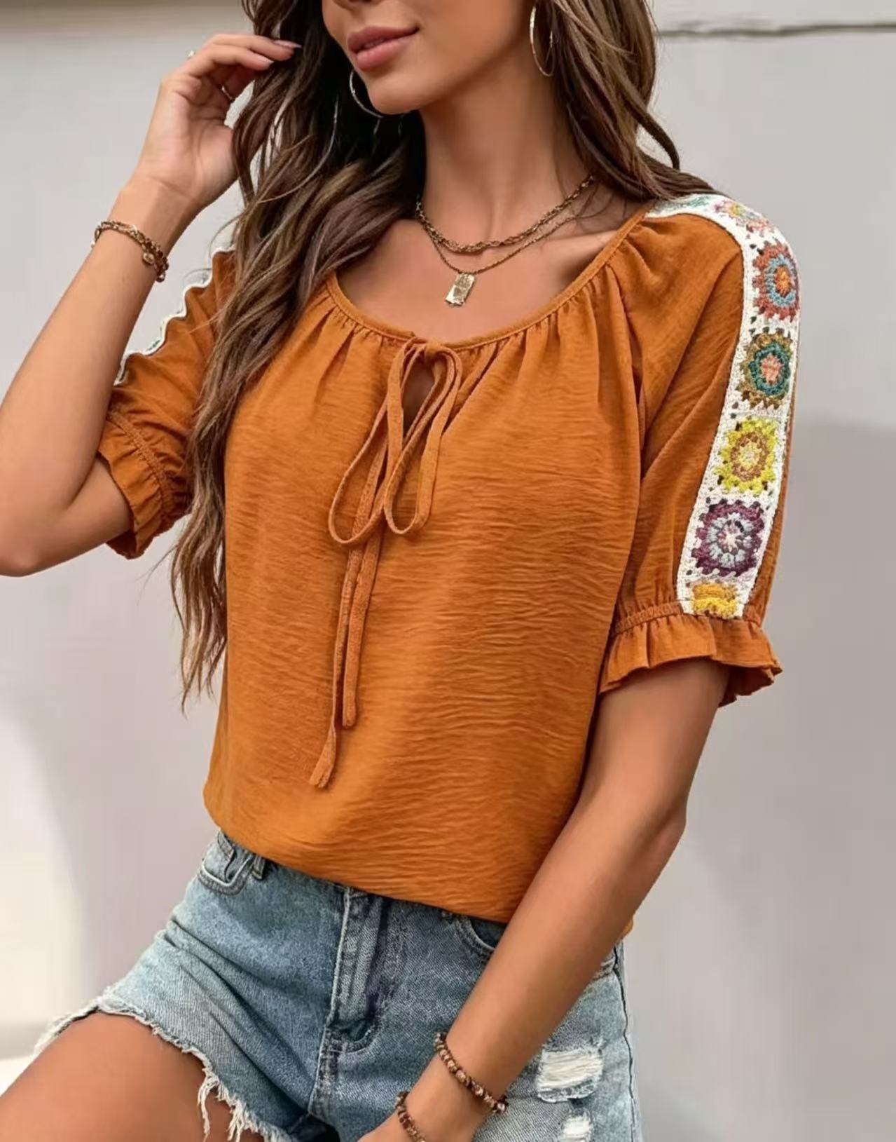 Blusa Boho para Mujer con Cuel - Tie Front Shirt reseña y precio