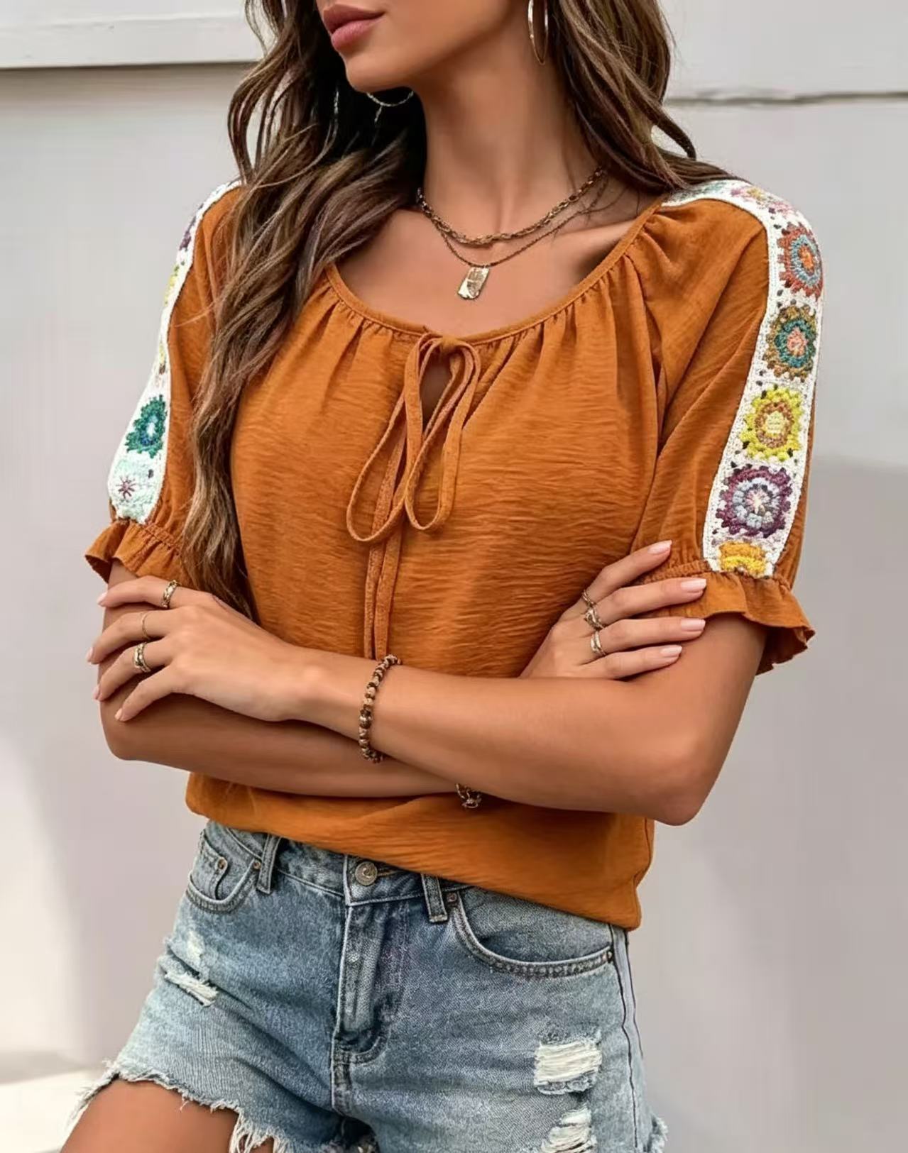 Blusa Boho para Mujer con Cuel - Tie Front Shirt reseña y precio